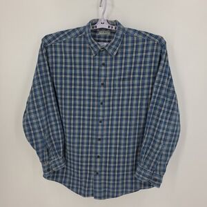 L.L. Bean Blue Check Medium Weight Men's LS‎ Work Shirt Size LT